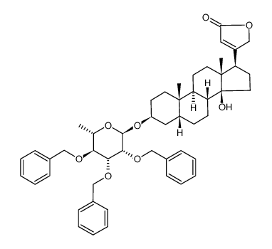 (3β,5β,14β,17β)-3β-((2,3,4-tri-O-benzyl-α-L-rhamnopyranosyl)oxy)-14-hydroxycard-20(22)-enolide结构式