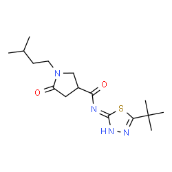 N-[(2Z)-5-tert-butyl-1,3,4-thiadiazol-2(3H)-ylidene]-1-(3-methylbutyl)-5-oxopyrrolidine-3-carboxamide结构式