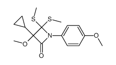 3-Cyclopropyl-3-methoxy-1-(p-methoxyphenyl)-4,4-bis(methylthio)-2-azetidinone Structure