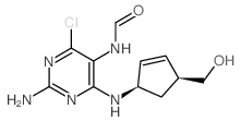 N-[2-Amino-4-chloro-6-[[(1R,4S)-4-(hydroxymethyl)-2-cyclopenten-1-yl]amino]-5-pyrimidinyl]formamide Structure