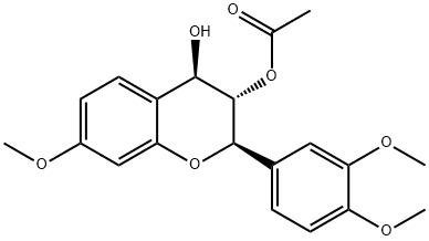 (+)-Acetic acid (2R)-2α-(3,4-dimethoxyphenyl)-7-methoxy-4α-hydroxychroman-3β-yl ester结构式