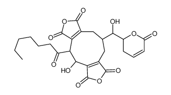 8-[(3,6-Dihydro-6-oxo-2H-pyran-2-yl)hydroxymethyl]-4-heptanoyl-3-hydroxy-1,5-cyclononadiene-1,2,5,6-tetracarboxylic 1,2:5,6-dianhydride结构式