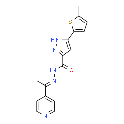 3-(5-methylthiophen-2-yl)-N'-[(1E)-1-(pyridin-4-yl)ethylidene]-1H-pyrazole-5-carbohydrazide结构式