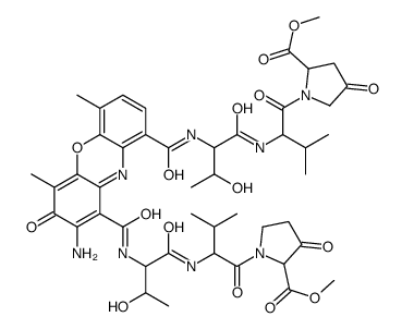 methyl 1-[2-[[2-[[2-amino-9-[[3-hydroxy-1-[[1-(2-methoxycarbonyl-4-oxopyrrolidin-1-yl)-3-methyl-1-oxobutan-2-yl]amino]-1-oxobutan-2-yl]carbamoyl]-4,6-dimethyl-3-oxophenoxazine-1-carbonyl]amino]-3-hydroxybutanoyl]amino]-3-methylbutanoyl]-3-oxopyrrolidine-2结构式