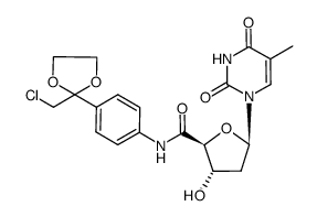 N-[4-[2-(chloromethyl)-1,3-dioxolan-2-yl]phenyl]-1,2-dideoxy-1-[3,4-dihydro-5-methyl-2,4-dioxo-1(2H)-pyrimidinyl]-β-D-erythro-pentofuranuronamide结构式