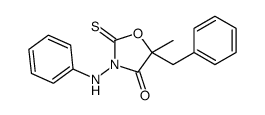 3-anilino-5-benzyl-5-methyl-2-sulfanylidene-1,3-oxazolidin-4-one结构式