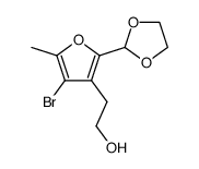 2-<4-Brom-2-(1,3-dioxol-2-yl)-5-methyl-3-furyl>ethanol结构式