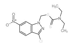 Carbamic acid,diethyldithio-, (3-chloro-6-nitro-1H-indazol-1-yl)methyl ester (8CI)结构式