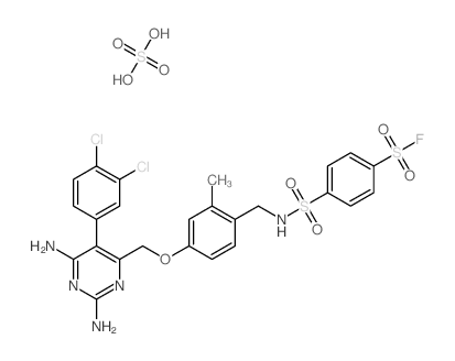 4-[[4-[[2,6-diamino-5-(3,4-dichlorophenyl)pyrimidin-4-yl]methoxy]-2-methyl-phenyl]methylsulfamoyl]benzenesulfonyl fluoride; sulfuric acid picture