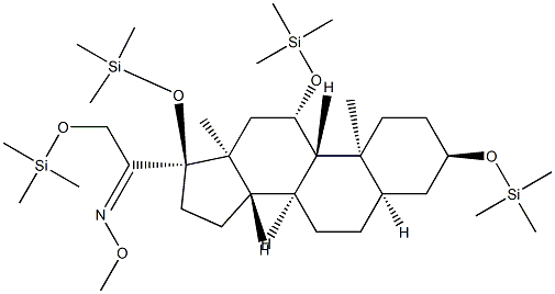 3α,11β,17,21-Tetrakis(trimethylsiloxy)-5β-pregnan-20-one O-methyl oxime structure