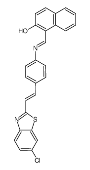 1-({4-[2-(6-chloro-benzothiazol-2-yl)-vinyl]-phenylimino}-methyl)-naphthalen-2-ol结构式