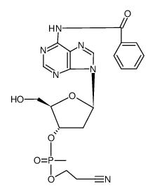 N6-benzoyl-O3'-[(2-cyano-ethoxy)-methyl-phosphinoyl]-2'-deoxy-adenosine Structure