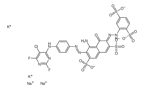 dipotassium,disodium,(6Z)-4-amino-3-[[4-[(5-chloro-2,6-difluoropyrimidin-4-yl)amino]phenyl]diazenyl]-6-[(2,5-disulfonatophenyl)hydrazinylidene]-5-oxonaphthalene-2,7-disulfonate结构式