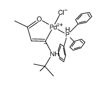 [Pd(κ2-C,O-C(NH-t-Bu)CHC(O)Me)Cl(PPh3)]结构式