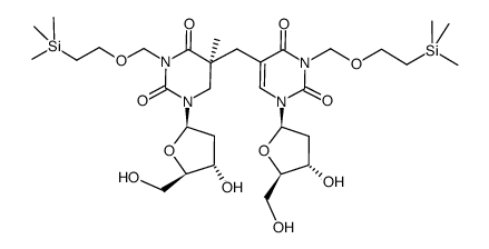 (5S)-N3(A/B)-di-trimethylsilylethoxymethyl-5-(α-thymidyl)-5,6-dihydrothymidine结构式