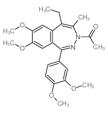 1-[6-(3,4-dimethoxyphenyl)-2-ethyl-9,10-dimethoxy-3-methyl-4,5-diazabicyclo[5.4.0]undeca-2,5,7,9,11-pentaen-4-yl]ethanone Structure