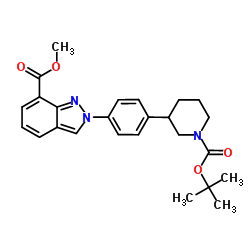 Methyl 2-[4-(1-{[(2-methyl-2-propanyl)oxy]carbonyl}-3-piperidinyl)phenyl]-2H-indazole-7-carboxylate Structure