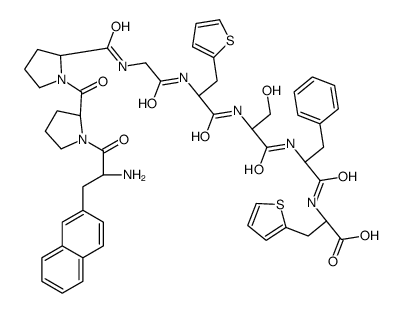 (2S)-2-[[(2R)-2-[[(2S)-2-[[(2S)-2-[[2-[[(2S)-1-[(2S)-1-[(2R)-2-amino-3-naphthalen-2-ylpropanoyl]pyrrolidine-2-carbonyl]pyrrolidine-2-carbonyl]amino]acetyl]amino]-3-thiophen-2-ylpropanoyl]amino]-3-hydroxypropanoyl]amino]-3-phenylpropanoyl]amino]-3-thiophen Structure