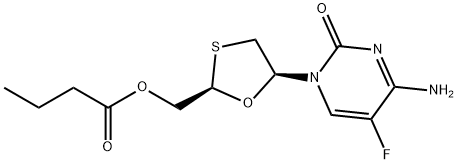 ((2R,5S)-5-(4-amino-5-fluoro-2-oxopyrimidin-1(2H)-yl)-1,3-oxathiolan-2-yl)methyl butyrate(WXC04778) Structure