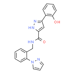 N-[2-(1-吡唑基)苄基]-5-(2-羟基苯基)-1H-吡唑-3-甲酰胺结构式