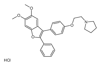 1-[2-[4-(5,6-dimethoxy-2-phenyl-1-benzofuran-3-yl)phenoxy]ethyl]pyrrolidine,hydrochloride Structure