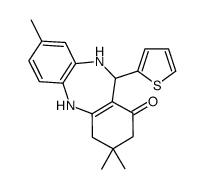 3,9,9-trimethyl-6-thiophen-2-yl-6,8,10,11-tetrahydro-5H-benzo[b][1,4]benzodiazepin-7-one Structure