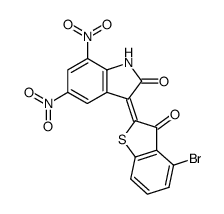 3-(4-bromo-3-oxo-3H-benzo[b]thiophen-2-ylidene)-5,7-dinitro-1,3-dihydro-indol-2-one Structure