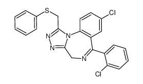 4H-(1,2,4)Triazolo(4,3-a)(1,4)benzodiazepine, 8-chloro-6-(2-chlorophen yl)-1-((phenylthio)methyl)- picture