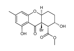 8aβ-bromo-5a,5,6,7,8,8a-hexahydro-1,7α-dihydroxy-8α-methoxycarbonyl-3-methylxanthone结构式