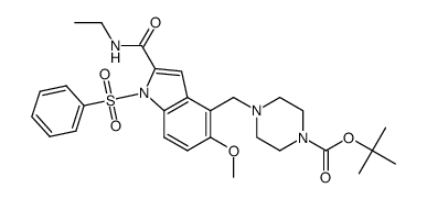 tert-butyl 4-{[2-[(ethylamino)carbonyl]-5-methoxy-1-(phenylsulfonyl)-1H-indol-4-yl]methyl}piperazine-1-carboxylate结构式