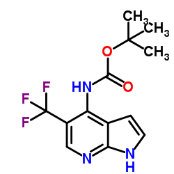 2-Methyl-2-propanyl [5-(trifluoromethyl)-1H-pyrrolo[2,3-b]pyridin-4-yl]carbamate结构式