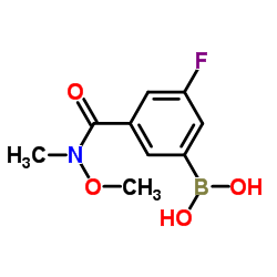 3-(N,O-Dimethylhydroxylaminocarbonyl)-5-fluorophenylboronic acid结构式