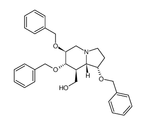 8-Indolizinemethanol, octahydro-1,6,7-tris(phenylmethoxy)-, 1S-(1.alpha.,6.beta.,7.alpha.,8.beta.,8a.beta.)- structure