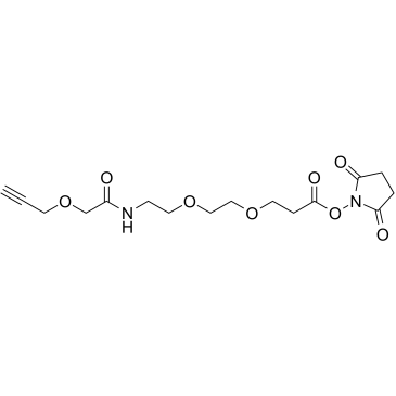 Propargyl-O-C1-amido-PEG2-C2-NHS ester Structure