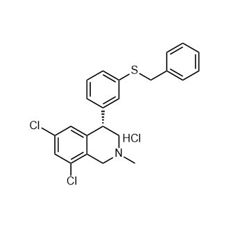 (S)-4-(3-(苄硫基)苯基)-6,8-二氯-2-甲基-1,2,3,4-四氢异喹啉盐酸盐结构式
