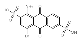 1-amino-4-bromo-9,10-dioxo-9,10-dihydroanthracene-2,6-disulfonic acid structure