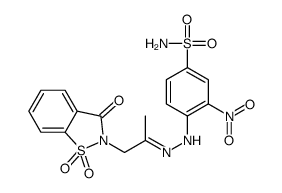 3-nitro-4-[2-[1-(1,1,3-trioxo-1,2-benzothiazol-2-yl)propan-2-ylidene]hydrazinyl]benzenesulfonamide结构式