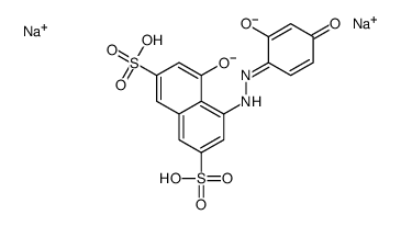 disodium 4-[(2,4-dihydroxyphenyl)azo]-5-hydroxynaphthalene-2,7-disulphonate structure