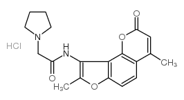 1-Pyrrolidineacetamide, N-(4,8-dimethyl-2-oxo-2H-furo(2,3-h)-1-benzopy ran-9-yl)-, HCl结构式