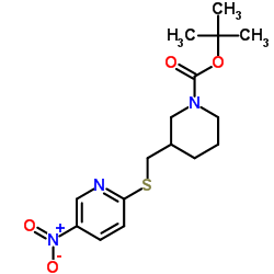 3-(5-Nitro-pyridin-2-ylsulfanylmethyl)-piperidine-1-carboxylic acid tert-butyl ester图片