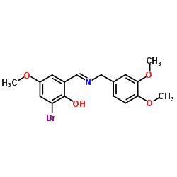 2-Bromo-6-{(E)-[(3,4-dimethoxybenzyl)imino]methyl}-4-methoxyphenol Structure