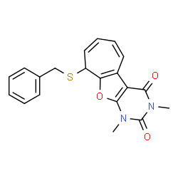 2H-Cyclohepta[4,5]furo[2,3-d]pyrimidine-2,4(3H)-dione,1,9-dihydro-1,3-dimethyl-9-[(phenylmethyl)thio]- (9CI) Structure