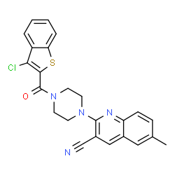 Piperazine, 1-[(3-chlorobenzo[b]thien-2-yl)carbonyl]-4-(3-cyano-6-methyl-2-quinolinyl)- (9CI)结构式