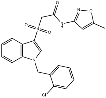 2-((1-(2-chlorobenzyl)-1H-indol-3-yl)sulfonyl)-N-(5-methylisoxazol-3-yl)acetamide结构式