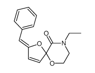 9-Ethyl-2-[1-phenyl-meth-(Z)-ylidene]-1,6-dioxa-9-aza-spiro[4.5]dec-3-en-10-one Structure