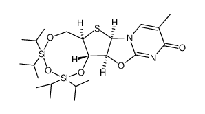 1-[2-O,2'-anhydro-3,5-O-(1,1,3,3-tetraisopropyldisiloxane-1,3-diyl)-4-thio-β-D-ribofuranosyl]thymine Structure