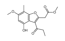 methyl 4-hydroxy-6-methoxy-7-methyl-3-propionylbenzofuran-2-ylacetate结构式