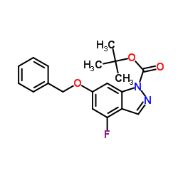 6-(苄氧基)-4-氟-1H-吲唑-1-羧酸叔丁酯结构式