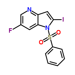 6-Fluoro-2-iodo-1-(phenylsulfonyl)-1H-pyrrolo[3,2-b]pyridine结构式