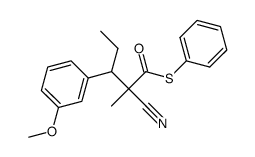 2-cyano-3-(3-methoxy-phenyl)-2-methyl-pentanethioic acid S-phenyl ester结构式